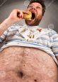 Man enjoying a messy burger, showcasing a humorous take on fast food indulgence and carefree eating.