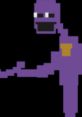 Purple pixelated character with a mischievous expression, conveying a playful and cool vibe in retro gaming style.