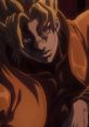 Dio Brando from JJBA with striking features, wearing an orange outfit, exudes charisma and menace in this scene.