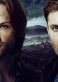 Dean and Sam Winchester from Supernatural, with intense expressions against a dark, eerie background.