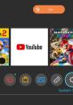 Nintendo Switch home screen displaying game icons, including YouTube and Mario Kart Deluxe, with system settings option.