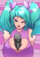 Playful anime character with turquoise hair and a microphone, embodying vibrant NSFW themes from MagicalMysticVA.