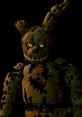 SpringTrap, a haunted animatronic, looms menacingly with glowing eyes, embodying eerie dread from the "Five Nights at Freddy's" series.