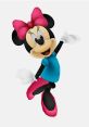 Minnie Mouse in a blue shirt and pink bow, showcasing her cheerful personality from Disney Magical World: Voices (3DS).