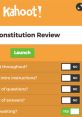 Kahoot! Constitution Review game screen with options to launch quiz and assess setup features for engagement.