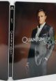 Cover art for 'Quantum of Solace' featuring 007 in an iconic suit, highlighting the film's sleek design and style.