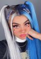 E-Girl style with split pastel hair, oversized lashes, and playful heart makeup, showcasing trendy fashion inspiration.