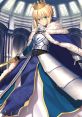 Artoria Pendragon in elegant armor, showcasing her Saber Class from Fate-Grand Order, with a royal crown and sword.