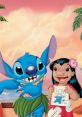 Lilo and Stitch share a joyful moment on the beach, showcasing friendship and creativity with a playful drawing.