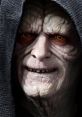 Close-up of Palpatine, featuring sinister facial expressions and hood, symbolizing ultimate dark power in Star Wars.