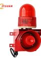 Red emergency siren with flashing light, designed for alerts in security and safety applications. Ideal for alarm systems.