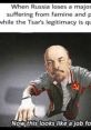 Russian meme featuring Lenin humorously addressing imperial challenges during famine and questioning the Tsar's authority.