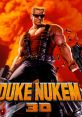 Duke Nukem 3D cover art featuring the iconic character in a dynamic pose with explosions and bullets. Classic 90s gaming.