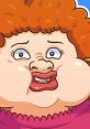 Cartoon character with curly orange hair and large cheeks, expressing a humorous or surprised emotion, embodying "Yo Mama" humor.