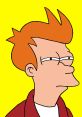 Philip J. Fry's iconic hairstyle and expression against a bright yellow background, showcasing his quirky personality.