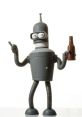 Bender, the iconic animated robot, raising a beer in one hand and a cigar in the other, showcasing his quirky personality.