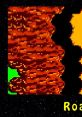 Pixel art background texture from the NES game "Road Fighter" showcasing colorful effects and terrain details.