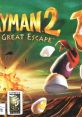 Rayman 2: The Great Escape cover art featuring Rayman amidst flying eggs, showcasing Nintendo 64 classic gameplay.