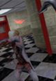 In-game scene from Black Mesa featuring an alarming moment with a creature in the hall, showcasing Half-Life's intense atmosphere.