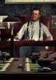 Detective at desk with model street in "L.A. Noire," showcasing rich audio effects in immersive gameplay.