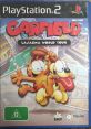 Garfield and Odie on the cover of "Garfield: Lasagna World Tour" for PlayStation 2, featuring vibrant cartoon graphics.