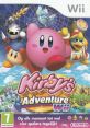 Colorful cover art of Kirby's Adventure Wii featuring Kirby, King Dedede, and Meta Knight in a whimsical scene.