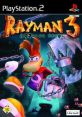 Rayman 3: Hoodlum Havoc on PlayStation 2 features Rayman in a vibrant, colorful adventure with engaging effects.