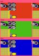 Color-coded layout of HIGE HIGE Bandits in Bomberman Jetters for GameCube, featuring red, green, and blue sections.