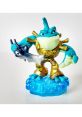 Rip Tide from Skylanders Trap Team, showcasing blue and gold design, holds a sword on a water-like base.