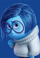 Sadness from Inside Out, portrayed with blue skin, glasses, and a cozy sweater, conveying deep emotion and character depth.