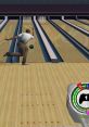 Bowler in AMF Bowling 2004 prepares to roll a bowling ball down the lane, showcasing gameplay on Xbox.