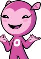 Cheerful pink cartoon character with a heart-shaped head, promoting positivity and creativity in the Fixpoketral community.