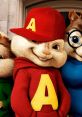 Alvin from Alvin and the Chipmunks wears a red cap and hoodie, showcasing his playful personality alongside friends.