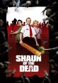 Shaun of the Dead poster with main characters facing zombies, featuring humorous survival themes and horror-comedy elements.