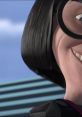 Close-up of Edna Mode from The Incredibles, showcasing her iconic hairstyle and stylish personality. Perfect for fashion fans.