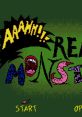 Colorful title screen for 'Aaahh!!! Real Monsters' video game, showcasing iconic monsters and playful graphics.