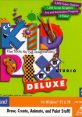 Kid Pix Studio Deluxe box art featuring colorful graphics, tools for art and animation, designed for kids' creativity.