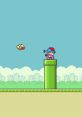 Boyfriend from Friday Night Funkin' stands atop a green pipe, while a flappy bird approaches in this FlappyFunk mod scene.