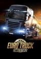 Dynamic truck driving scene featuring Euro Truck Simulator 2 with a sleek vehicle and vibrant background.