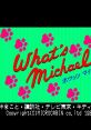 Colorful title screen of "What's Michael?" featuring playful paw prints and retro design elements from the 1980s.