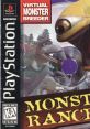 Cover art for Monster Rancher 1, featuring various monsters and the title prominently, showcasing a virtual monster breeding game.