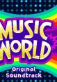 Colorful album cover for "Music World" original soundtrack, featuring vibrant graphics suited for video game enthusiasts.