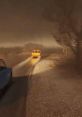 Mysterious scene from the Beware Game, featuring a yellow car on a foggy road, enhancing the eerie gaming atmosphere.