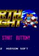 Earth Light title screen featuring a robot character and 'START BUTTON!' prompt, by Hudson Soft, 1992.