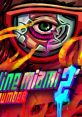 Colorful artwork featuring a striking eye and vibrant graphics from Hotline Miami 2: Wrong Number, showcasing its iconic style.