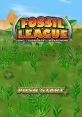 Fossil League: Dino Tournament Championship title screen with vibrant greenery and 'PUSH START' prompt for gamers.