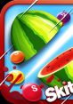 Fruit Ninja meets Skittles in a vibrant clash of fruits and candy, showcasing colorful watermelons and playful Skittles.