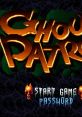 Title screen of Ghoul Patrol featuring "Start Game" and "Password" options, showcasing retro video game design elements.