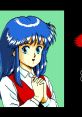 Anime character from Hole Chaser (OPN) ホールチェイサー, featuring blue hair and a red vest, expressing a thoughtful mood.