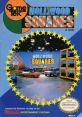 Cover art for Hollywood Squares video game featuring game set with cars, star border, and GameTek branding for NES.